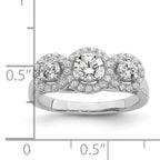 Brilliant Embers Sterling Silver Rhodium-plated 42 Stone Halo Micro PavÃƒÂ¢Ã‚â‚¬Ã‚Å¡ CZ 3 Stone Ring