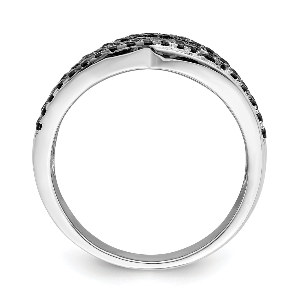 Brilliant Embers Sterling Silver Rhodium-plated 158 Stone Micro PavÃƒÂ¢Ã‚â‚¬Ã‚Å¡ Black Champagne and White CZ Ring