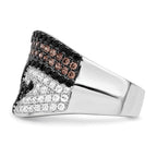 Brilliant Embers Sterling Silver Rhodium-plated 158 Stone Micro PavÃƒÂ¢Ã‚â‚¬Ã‚Å¡ Black Champagne and White CZ Ring