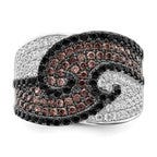Brilliant Embers Sterling Silver Rhodium-plated 158 Stone Micro PavÃƒÂ¢Ã‚â‚¬Ã‚Å¡ Black Champagne and White CZ Ring