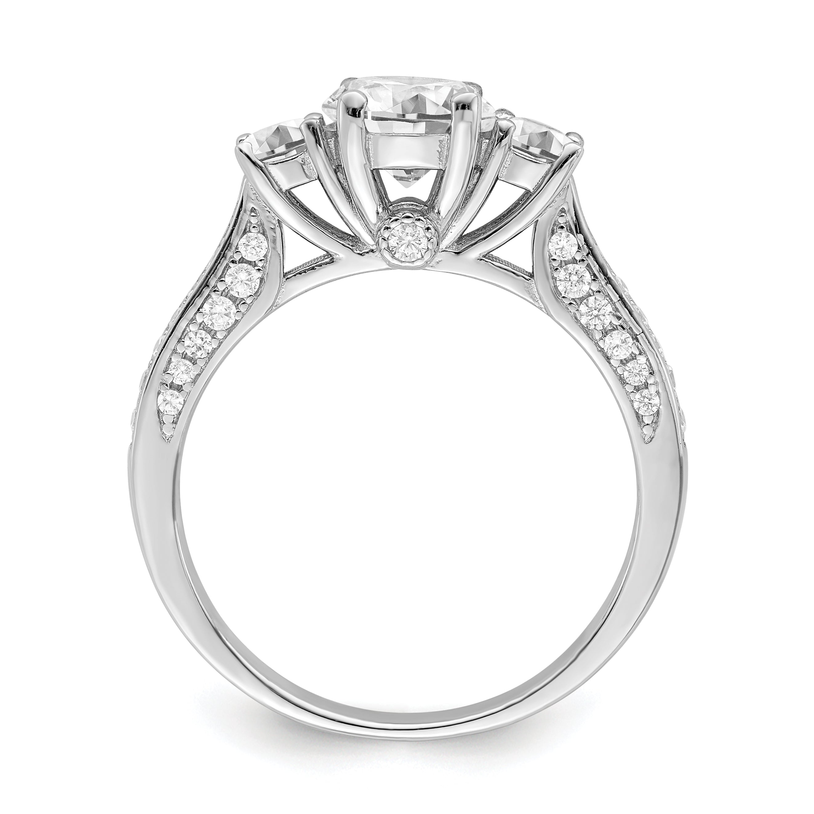 Brilliant Embers Sterling Silver Rhodium-plated 45 Stone Micro PavÃƒÂ¢Ã‚â‚¬Ã‚Å¡ CZ Ring