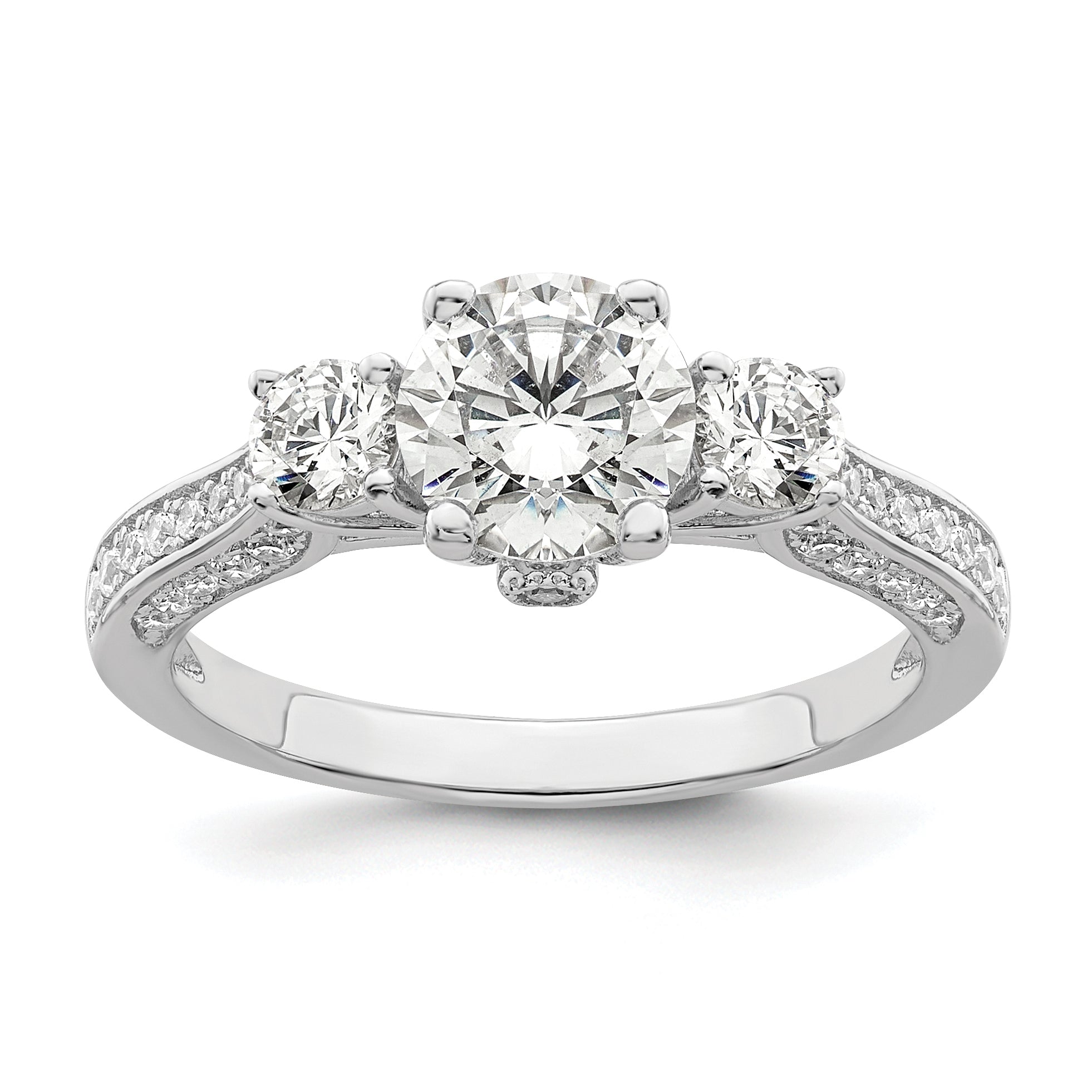 Brilliant Embers Sterling Silver Rhodium-plated 45 Stone Micro Pav‚ CZ Ring Main image