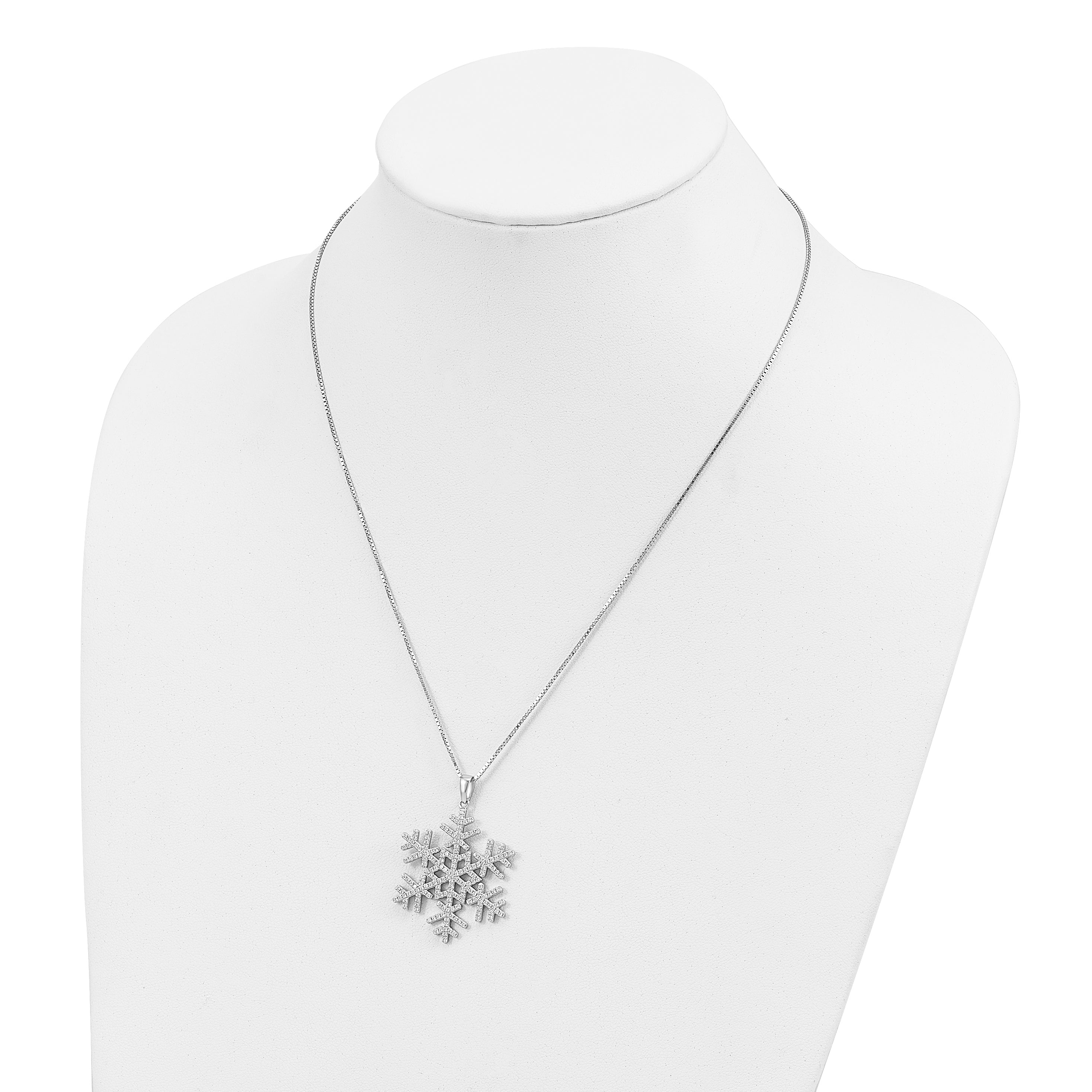 Brilliant Embers Sterling Silver Rhodium-plated 205 Stone 18 inch Micro PavÃƒÆ’Ã†â€™Ãƒâ€šÃ‚Â¢ÃƒÆ’Ã‚Â¢Ãƒâ€šÃ¢â‚¬Å¡Ãƒâ€šÃ‚Â¬ÃƒÆ’Ã¢â‚¬Â¦Ãƒâ€šÃ‚Â¡ CZ Snowflake Necklace with 2 Inch Extender