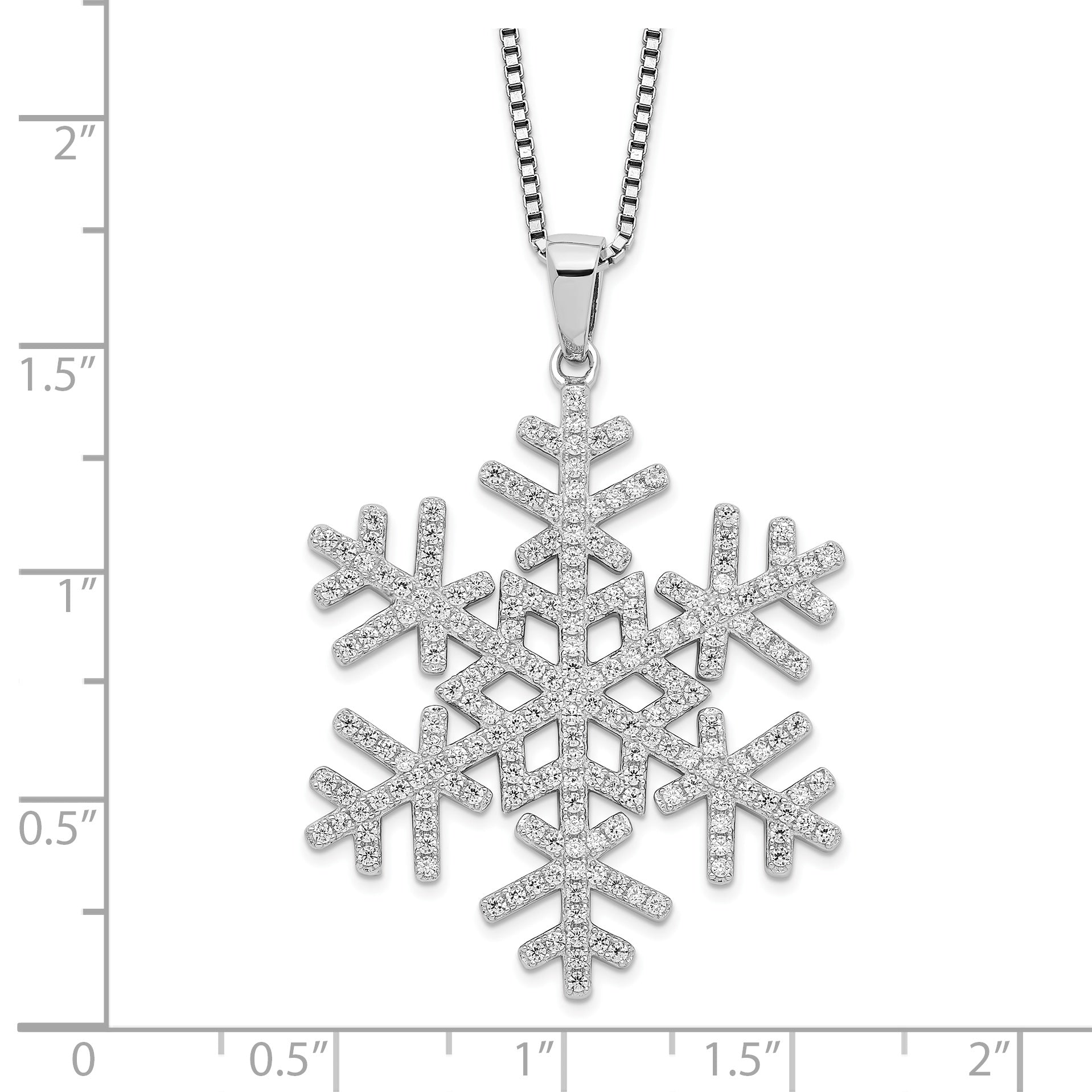 Brilliant Embers Sterling Silver Rhodium-plated 205 Stone 18 inch Micro PavÃƒÆ’Ã†â€™Ãƒâ€šÃ‚Â¢ÃƒÆ’Ã‚Â¢Ãƒâ€šÃ¢â‚¬Å¡Ãƒâ€šÃ‚Â¬ÃƒÆ’Ã¢â‚¬Â¦Ãƒâ€šÃ‚Â¡ CZ Snowflake Necklace with 2 Inch Extender