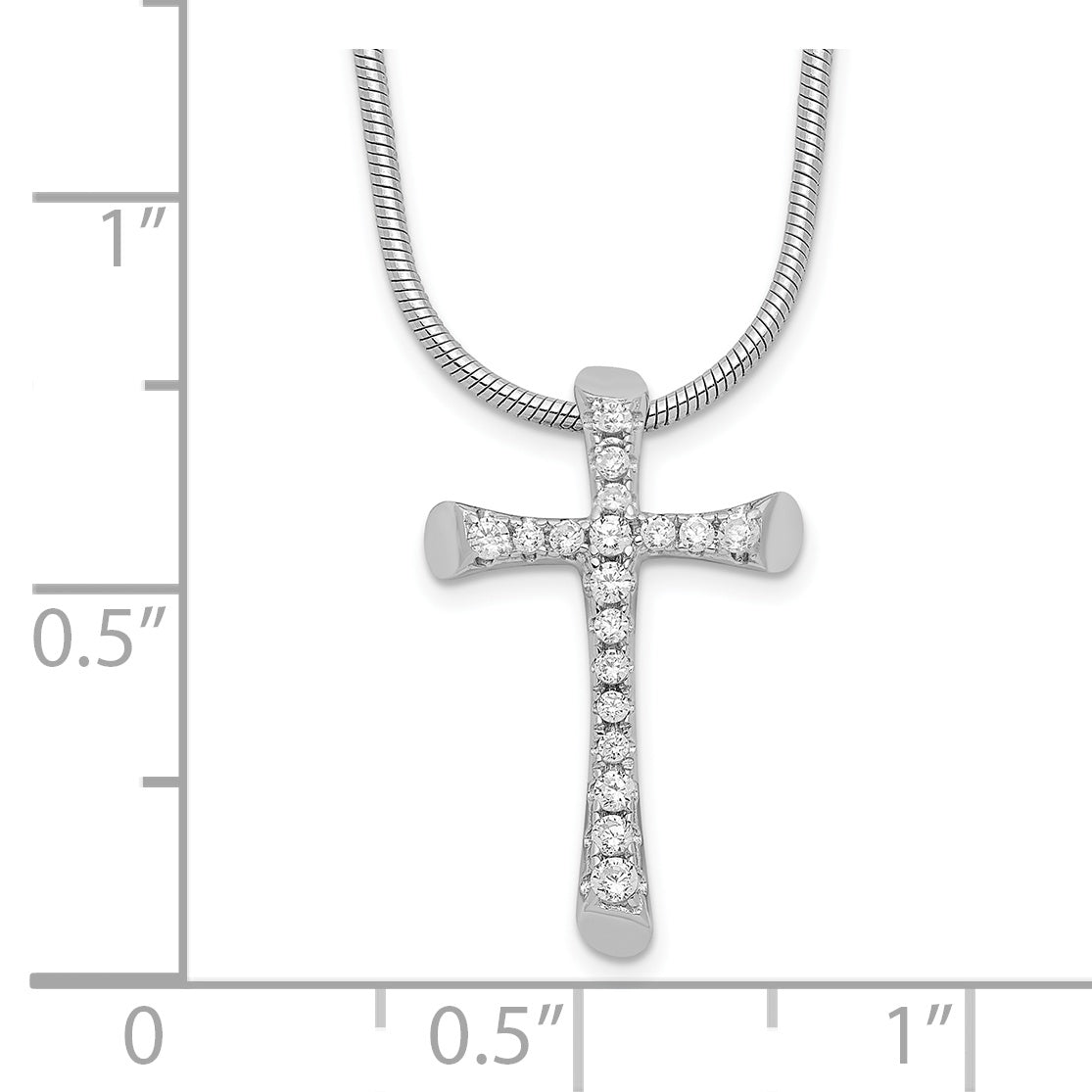 Brilliant Embers Sterling Silver Rhodium-plated 18 Stone 18 inch Micro Pav‚ CZ Cross Necklace with 2 Inch Extender