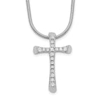 Brilliant Embers Sterling Silver Rhodium-plated 18 Stone 18 inch Micro Pav‚ CZ Cross Necklace with 2 Inch Extender