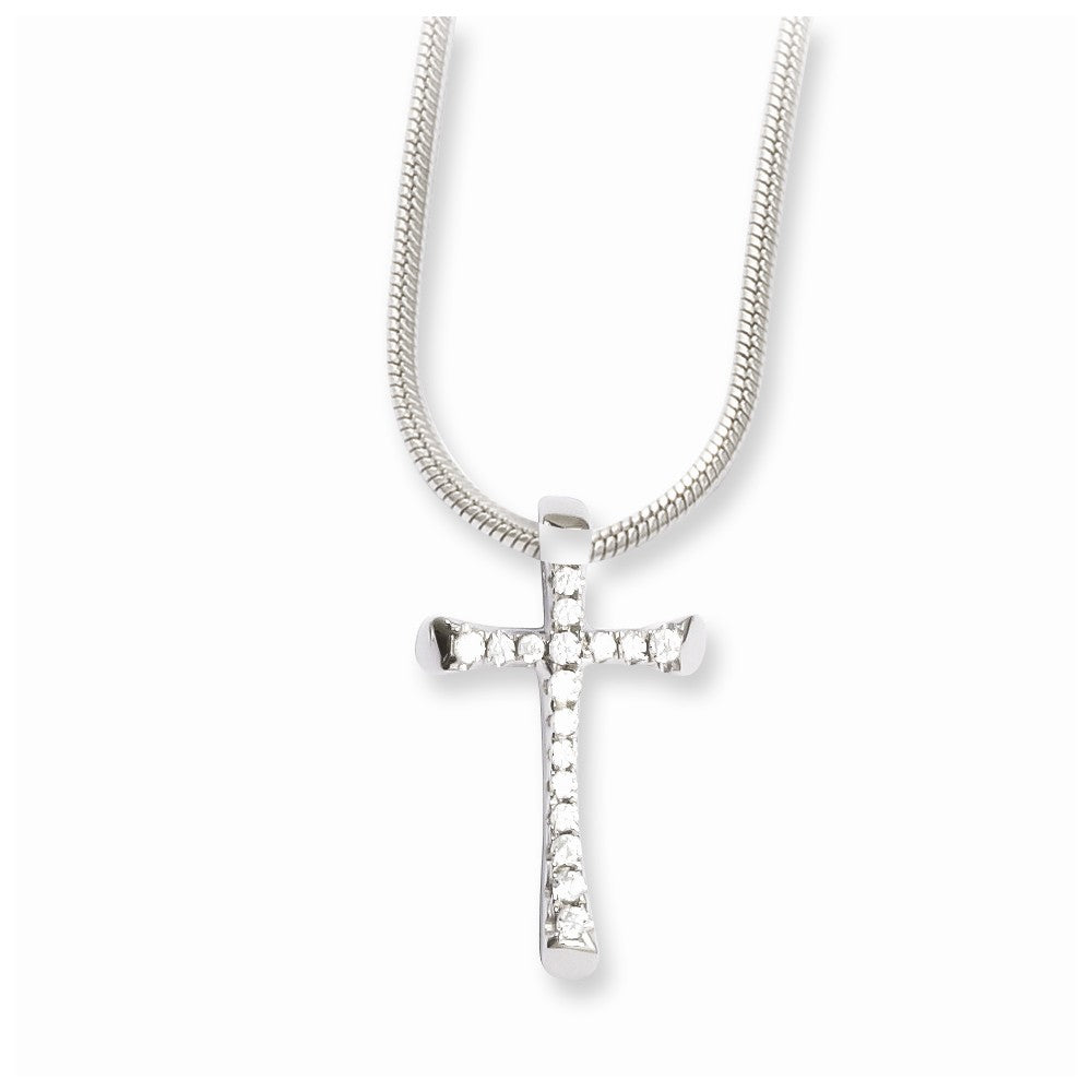 Sterling Silver & CZ Brilliant Embers Cross Necklace