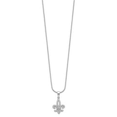 Brilliant Embers Sterling Silver Rhodium-plated 45 Stone 18 inch Micro Pavâ€š CZ Fleur De Lis Necklace with 2 Inch Extender
