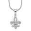 Brilliant Embers Sterling Silver Rhodium-plated 45 Stone 18 inch Micro Pav‚ CZ Fleur De Lis Necklace with 2 Inch Extender