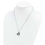 Brilliant Embers Sterling Silver Rhodium-plated 170 Stone 18 inch Micro PavÃƒÆ’Ã†â€™Ãƒâ€šÃ‚Â¢ÃƒÆ’Ã‚Â¢Ãƒâ€šÃ¢â‚¬Å¡Ãƒâ€šÃ‚Â¬ÃƒÆ’Ã¢â‚¬Â¦Ãƒâ€šÃ‚Â¡ Black and White CZ Heart Necklace with 2 Inch Extender