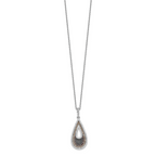 Brilliant Embers Sterling Silver Rhodium-plated 154 Stone 18 inch Micro PavÃƒÆ’Ã†â€™Ãƒâ€šÃ‚Â¢ÃƒÆ’Ã‚Â¢Ãƒâ€šÃ¢â‚¬Å¡Ãƒâ€šÃ‚Â¬ÃƒÆ’Ã¢â‚¬Â¦Ãƒâ€šÃ‚Â¡ Black and White CZ Teardrop Necklace with 2 Inch Extender
