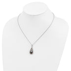 Brilliant Embers Sterling Silver Rhodium-plated 154 Stone 18 inch Micro PavÃƒÆ’Ã†â€™Ãƒâ€šÃ‚Â¢ÃƒÆ’Ã‚Â¢Ãƒâ€šÃ¢â‚¬Å¡Ãƒâ€šÃ‚Â¬ÃƒÆ’Ã¢â‚¬Â¦Ãƒâ€šÃ‚Â¡ Black and White CZ Teardrop Necklace with 2 Inch Extender