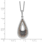 Brilliant Embers Sterling Silver Rhodium-plated 154 Stone 18 inch Micro PavÃƒÆ’Ã†â€™Ãƒâ€šÃ‚Â¢ÃƒÆ’Ã‚Â¢Ãƒâ€šÃ¢â‚¬Å¡Ãƒâ€šÃ‚Â¬ÃƒÆ’Ã¢â‚¬Â¦Ãƒâ€šÃ‚Â¡ Black and White CZ Teardrop Necklace with 2 Inch Extender