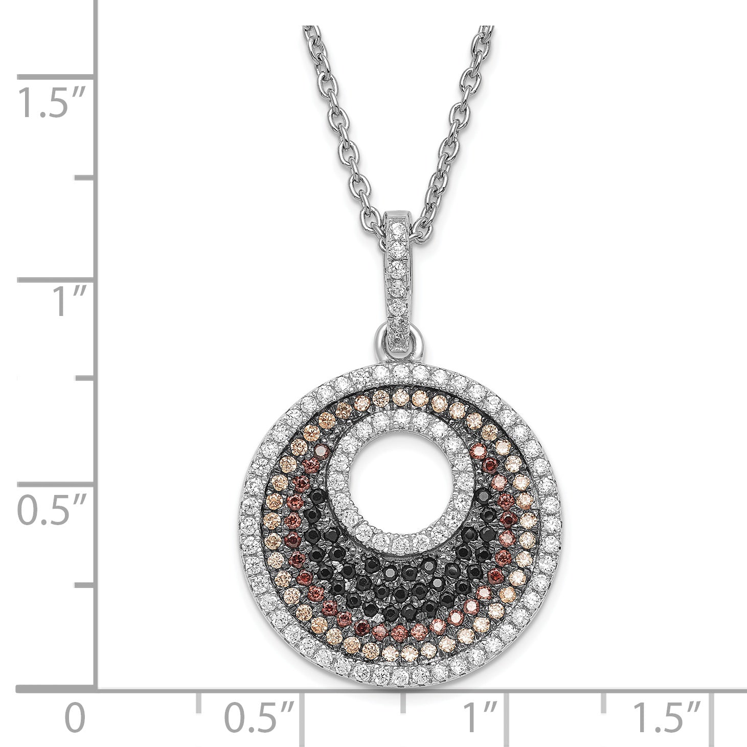 Sterling Silver & Multicolor CZ True Fire Circle w/ 2in ext Necklace Secondary image