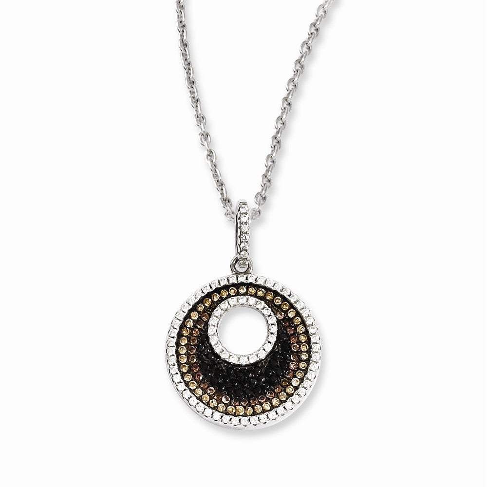 Sterling Silver & CZ Brilliant Embers Circle Necklace