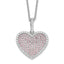 Brilliant Embers Sterling Silver Rhodium-plated 142 Stone 18 inch White and Pink CZ Heart Necklace with 2 Inch Extender