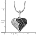 Brilliant Embers Sterling Silver Rhodium-plated 150 Stone 18 inch Micro PavÃƒÆ’Ã†â€™Ãƒâ€šÃ‚Â¢ÃƒÆ’Ã‚Â¢Ãƒâ€šÃ¢â‚¬Å¡Ãƒâ€šÃ‚Â¬ÃƒÆ’Ã¢â‚¬Â¦Ãƒâ€šÃ‚Â¡ Black and White CZ Heart Necklace with 2 Inch Extender