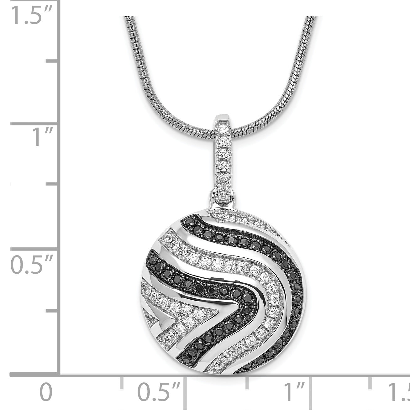 Sterling Silver Black & Clear CZ True Fire Circle w/ 2in ext Necklace Secondary image