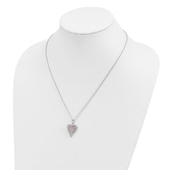 Brilliant Embers Sterling Silver Rhodium-plated 95 Stone 18 inch Micro PavÃƒÂ¢Ã¢Â‚Â¬Ã…Â¡ White and Pink CZ Heart Necklace with 2 Inch Extender
