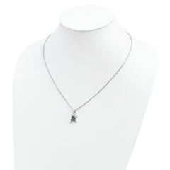 Brilliant Embers Sterling Silver Rhodium-plated 34 Stone 18 inch Micro Pav‚ Green CZ Frog Necklace with 2 Inch Extender