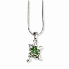 Sterling Silver & CZ Brilliant Embers Frog Necklace