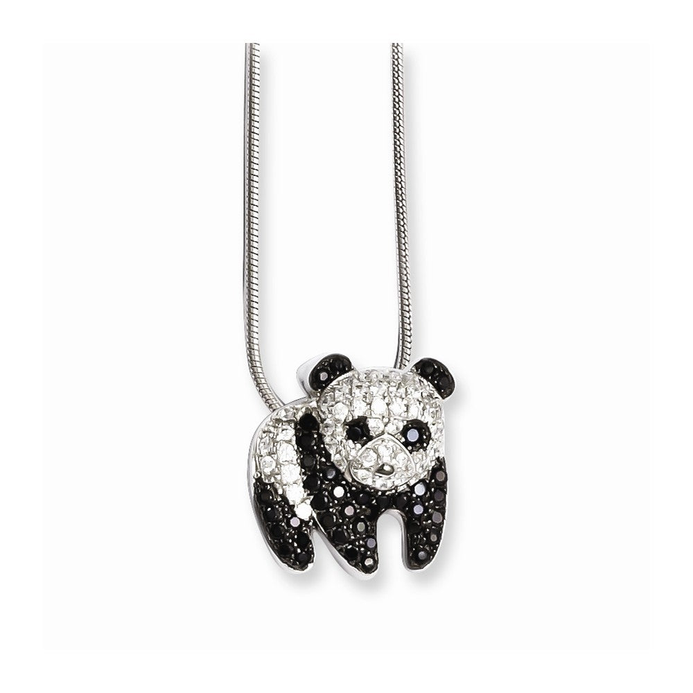 Sterling Silver & CZ Brilliant Embers Panda Necklace