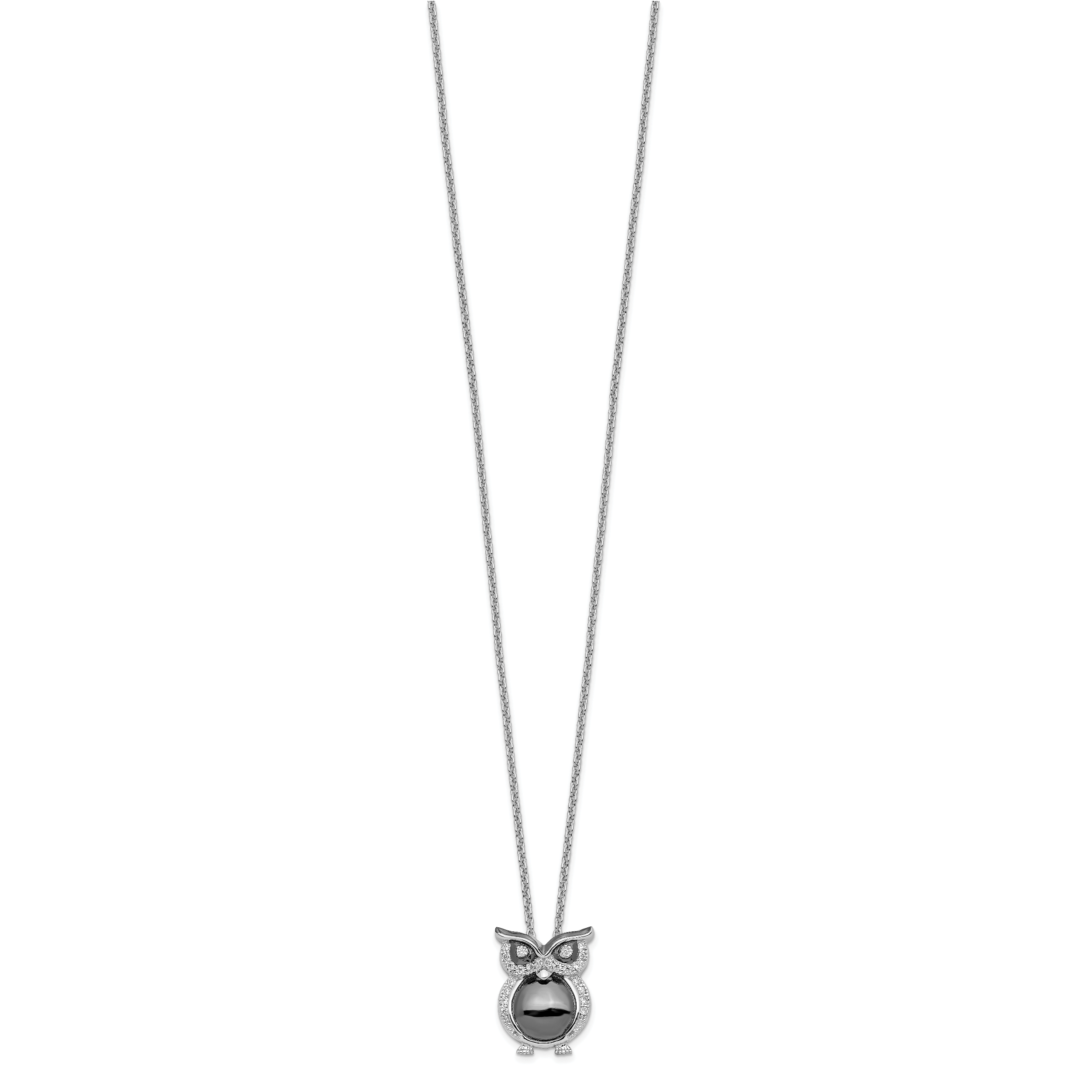 Brilliant Embers Sterling Silver Rhodium-plated 22 Stone 18 inch Micro PavÃƒÆ’Ã†â€™Ãƒâ€šÃ‚Â¢ÃƒÆ’Ã‚Â¢Ãƒâ€šÃ¢â‚¬Å¡Ãƒâ€šÃ‚Â¬ÃƒÆ’Ã¢â‚¬Â¦Ãƒâ€šÃ‚Â¡ CZ Owl Necklace with 2 Inch Extender Secondary image