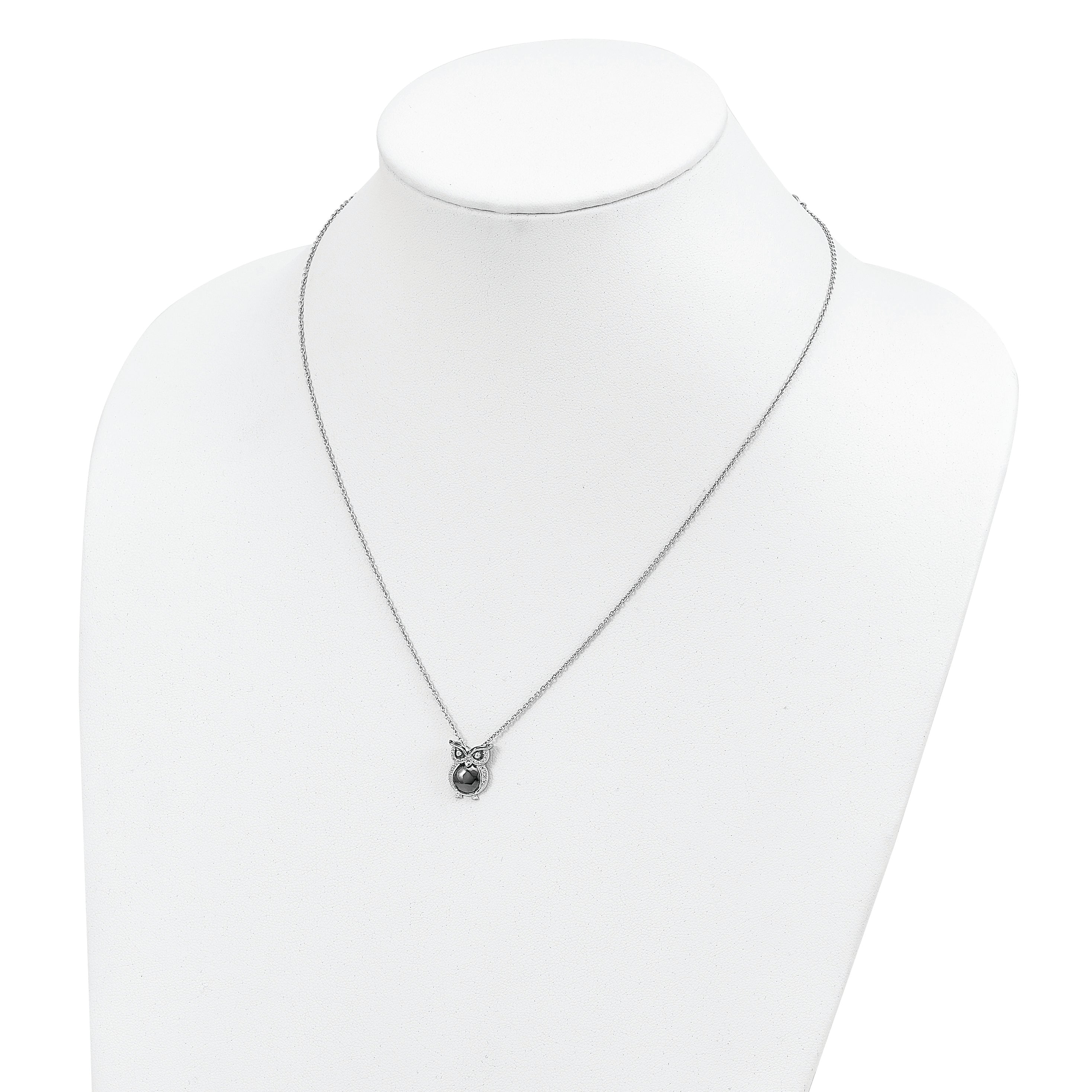 Brilliant Embers Sterling Silver Rhodium-plated 22 Stone 18 inch Micro PavÃƒÆ’Ã†â€™Ãƒâ€šÃ‚Â¢ÃƒÆ’Ã‚Â¢Ãƒâ€šÃ¢â‚¬Å¡Ãƒâ€šÃ‚Â¬ÃƒÆ’Ã¢â‚¬Â¦Ãƒâ€šÃ‚Â¡ CZ Owl Necklace with 2 Inch Extender