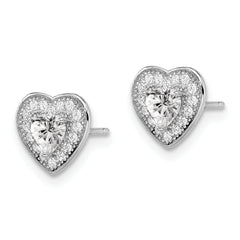 Sophia Jewelers Sterling Silver CZ Heart Earrings with Rhodium Finish