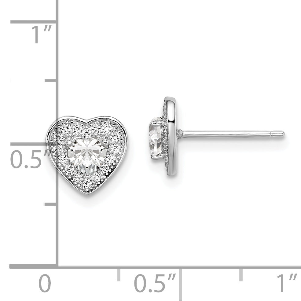 Sophia Jewelers Sterling Silver CZ Heart Earrings with Rhodium Finish