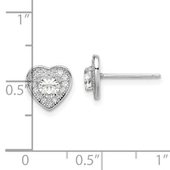 Sophia Jewelers Sterling Silver CZ Heart Earrings with Rhodium Finish