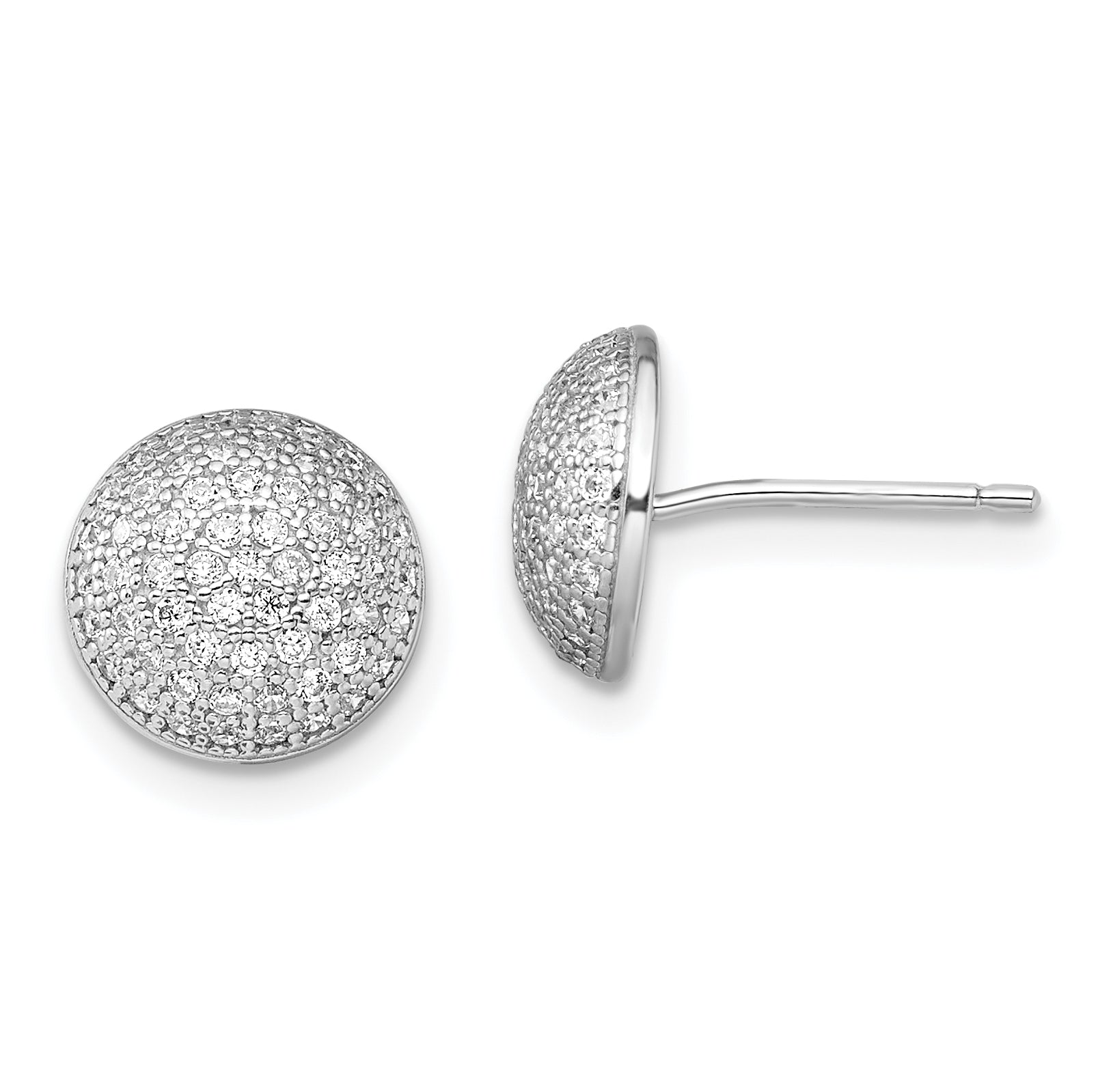 Brilliant Embers Sterling Silver Rhodium-plated 118 Stone Micro Pav‚ CZ Post Earrings Main image