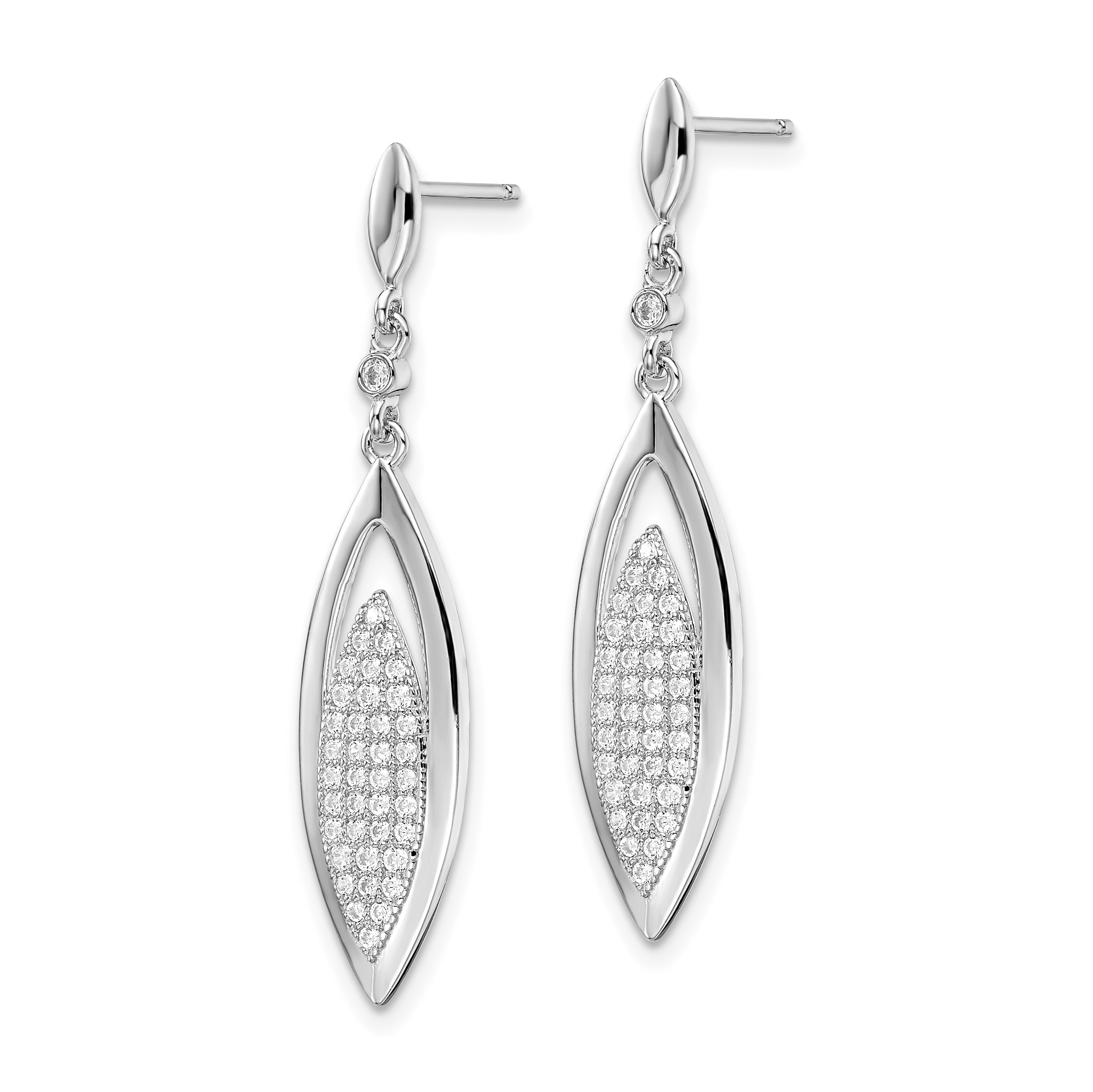 Sterling Silver 78-Stone Micro Pave CZ Dangle Earrings by Sophia Jewelers