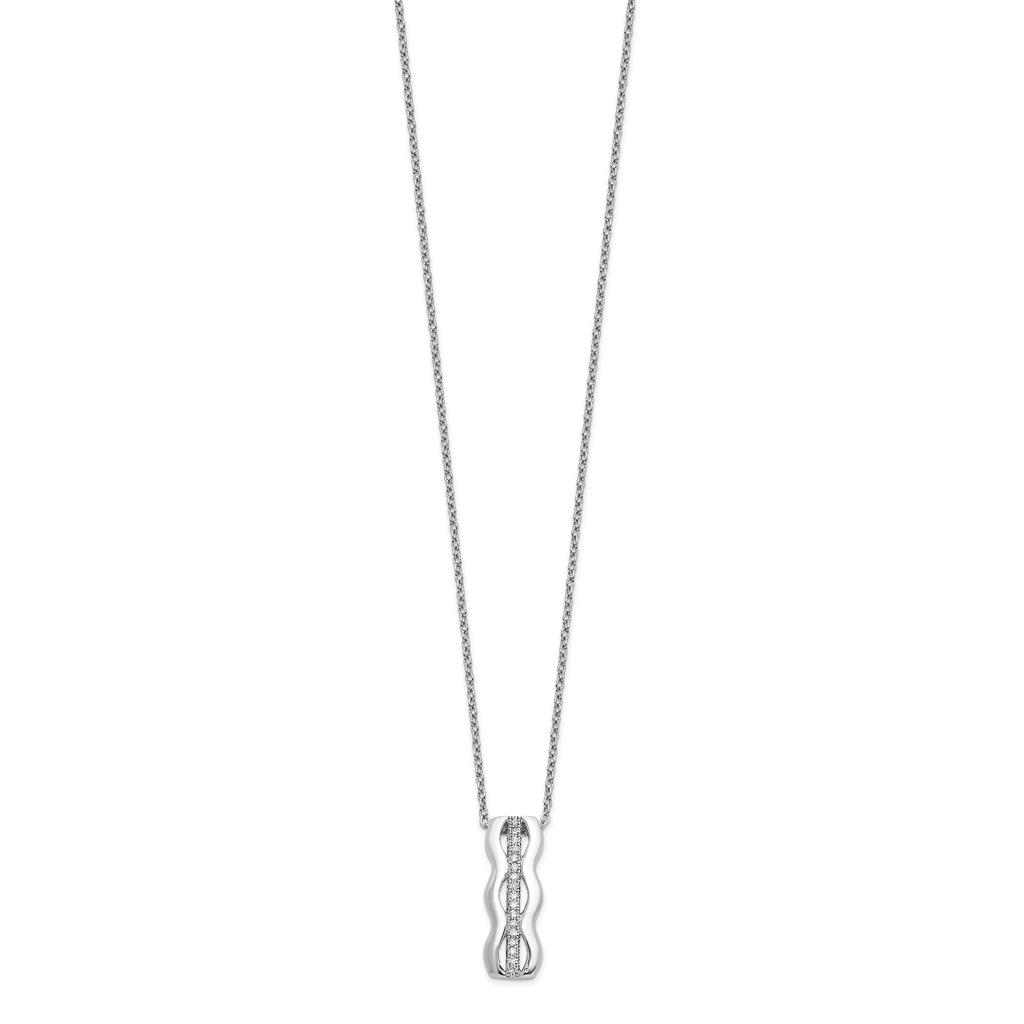 Brilliant Embers Sterling Silver Rhodium-plated 17 Stone 18 inch Micro PavÃƒÆ’Ã†â€™Ãƒâ€šÃ‚Â¢ÃƒÆ’Ã‚Â¢Ãƒâ€šÃ¢â‚¬Å¡Ãƒâ€šÃ‚Â¬ÃƒÆ’Ã¢â‚¬Â¦Ãƒâ€šÃ‚Â¡ CZ Necklace with 2 Inch Extender