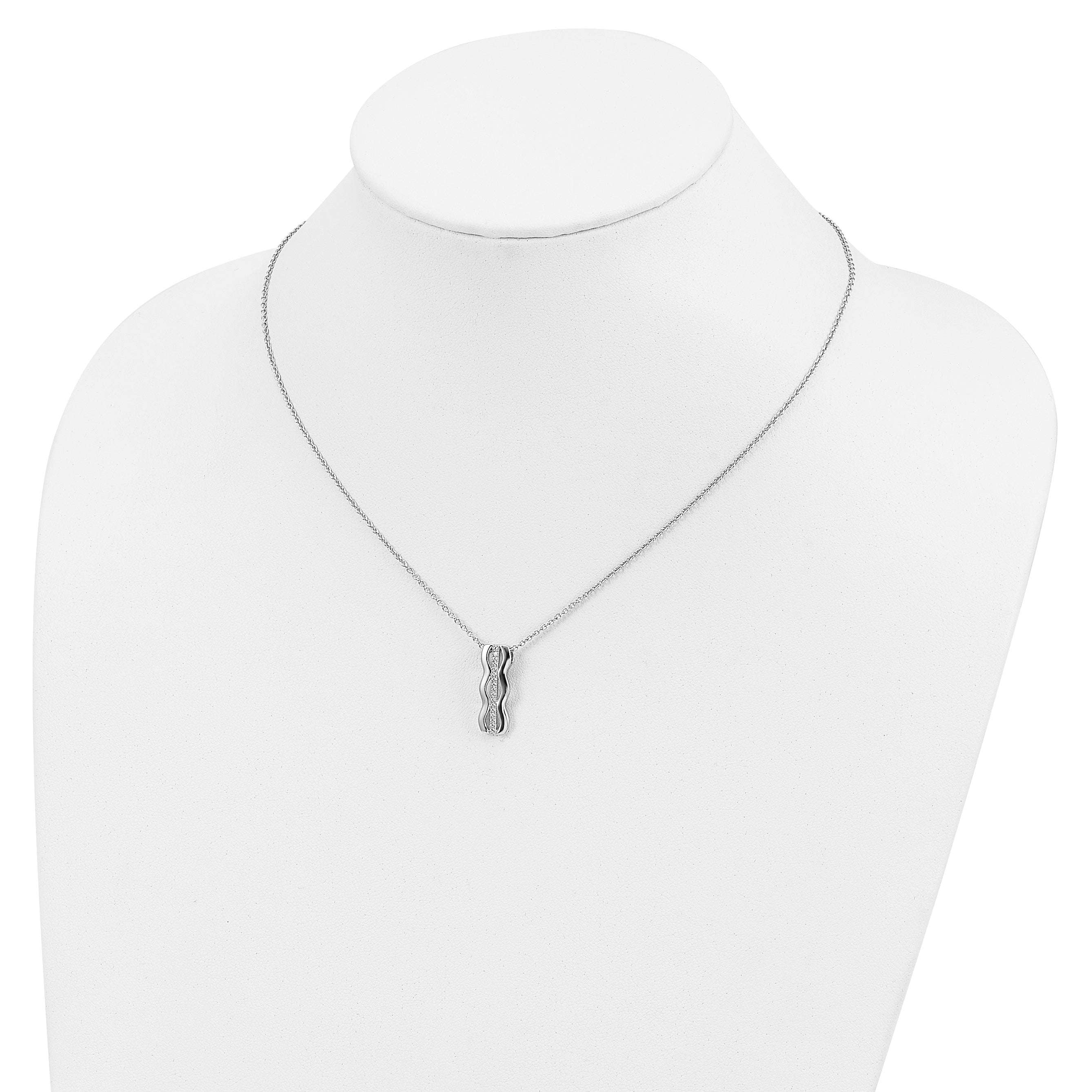 Brilliant Embers Sterling Silver Rhodium-plated 17 Stone 18 inch Micro PavÃƒÆ’Ã†â€™Ãƒâ€šÃ‚Â¢ÃƒÆ’Ã‚Â¢Ãƒâ€šÃ¢â‚¬Å¡Ãƒâ€šÃ‚Â¬ÃƒÆ’Ã¢â‚¬Â¦Ãƒâ€šÃ‚Â¡ CZ Necklace with 2 Inch Extender