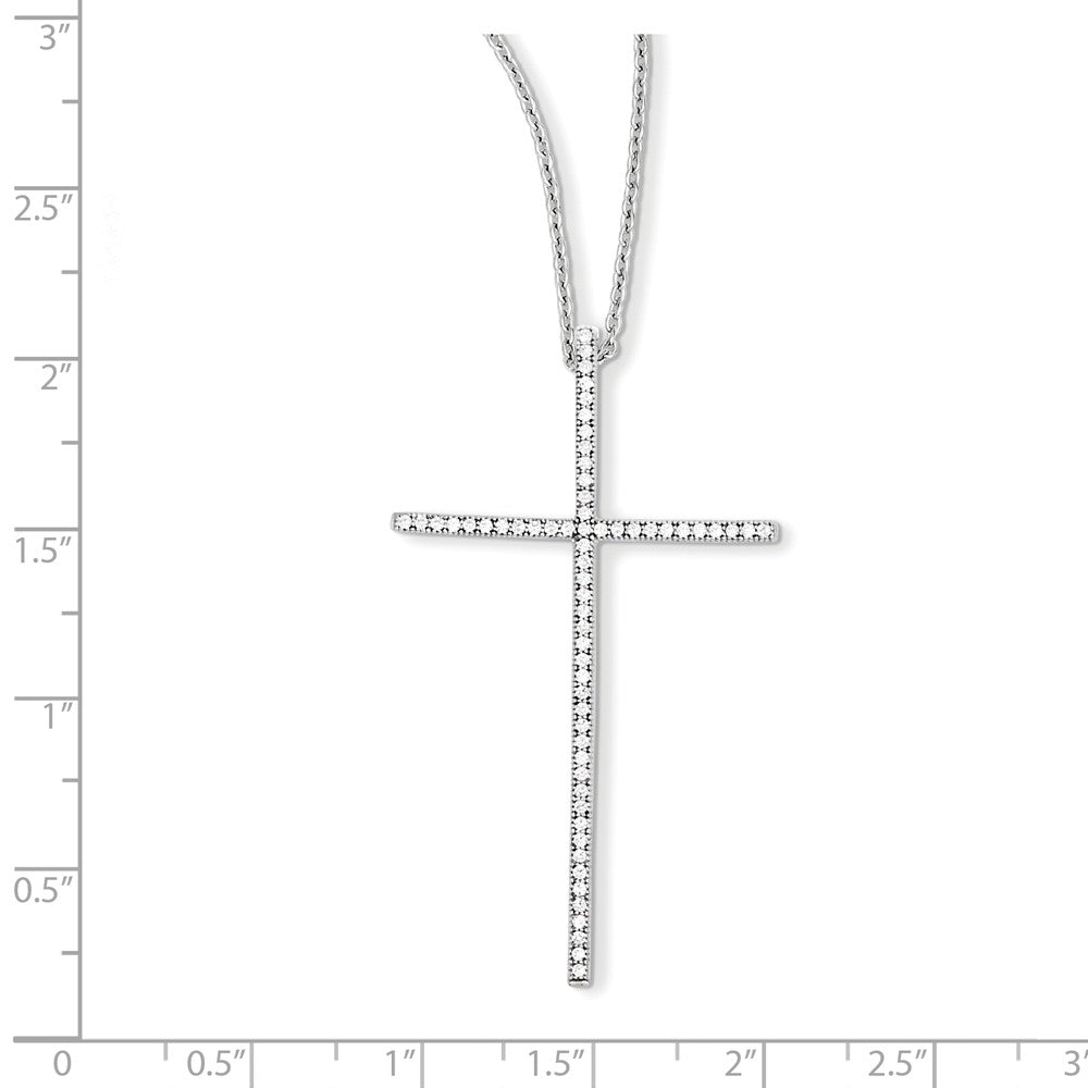 Sterling Silver & CZ Brilliant Embers Cross Necklace