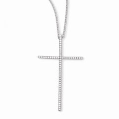 Sterling Silver & CZ Brilliant Embers Cross Necklace