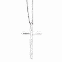 Sophia Jewelers Sterling Silver 925 Cross Necklace with CZ Elegance - 18