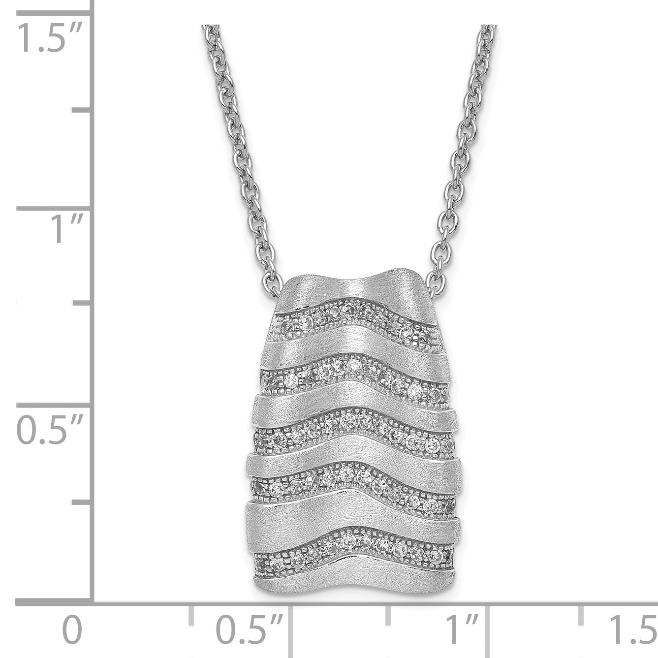 Sterling Silver & CZ Brushed Brilliant Embers w/ 2in ext Necklace Secondary image