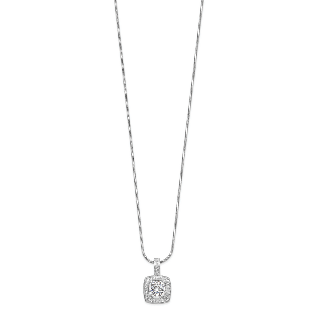 Brilliant Embers Sterling Silver Rhodium-plated 35 Stone 18 inch Micro PavÃƒÆ’Ã†â€™Ãƒâ€šÃ‚Â¢ÃƒÆ’Ã‚Â¢Ãƒâ€šÃ¢â‚¬Å¡Ãƒâ€šÃ‚Â¬ÃƒÆ’Ã¢â‚¬Â¦Ãƒâ€šÃ‚Â¡ CZ Necklace with 2 Inch Extender