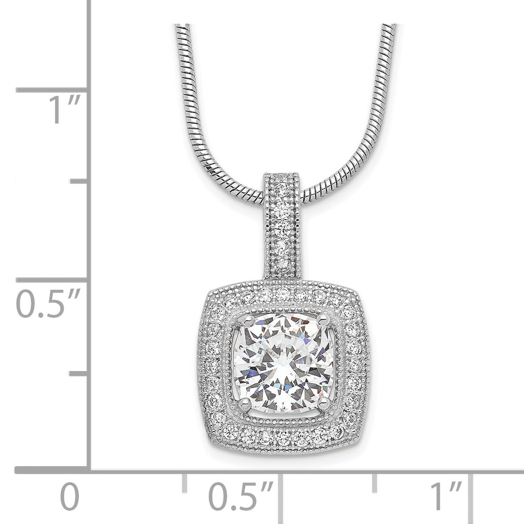 Brilliant Embers Sterling Silver Rhodium-plated 35 Stone 18 inch Micro PavÃƒÆ’Ã†â€™Ãƒâ€šÃ‚Â¢ÃƒÆ’Ã‚Â¢Ãƒâ€šÃ¢â‚¬Å¡Ãƒâ€šÃ‚Â¬ÃƒÆ’Ã¢â‚¬Â¦Ãƒâ€šÃ‚Â¡ CZ Necklace with 2 Inch Extender