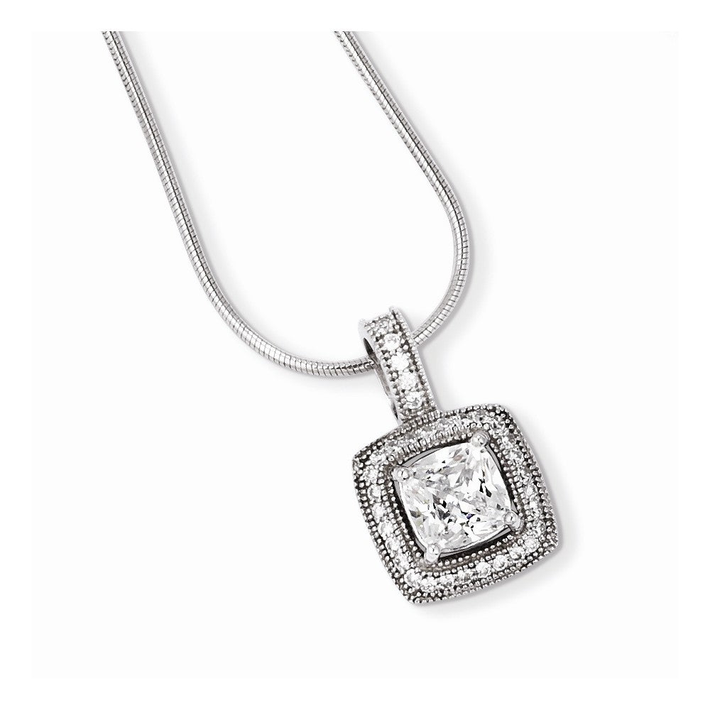 Sophia Jewelers Sterling Silver & CZ Pendant Necklace Elegant 925 Purity