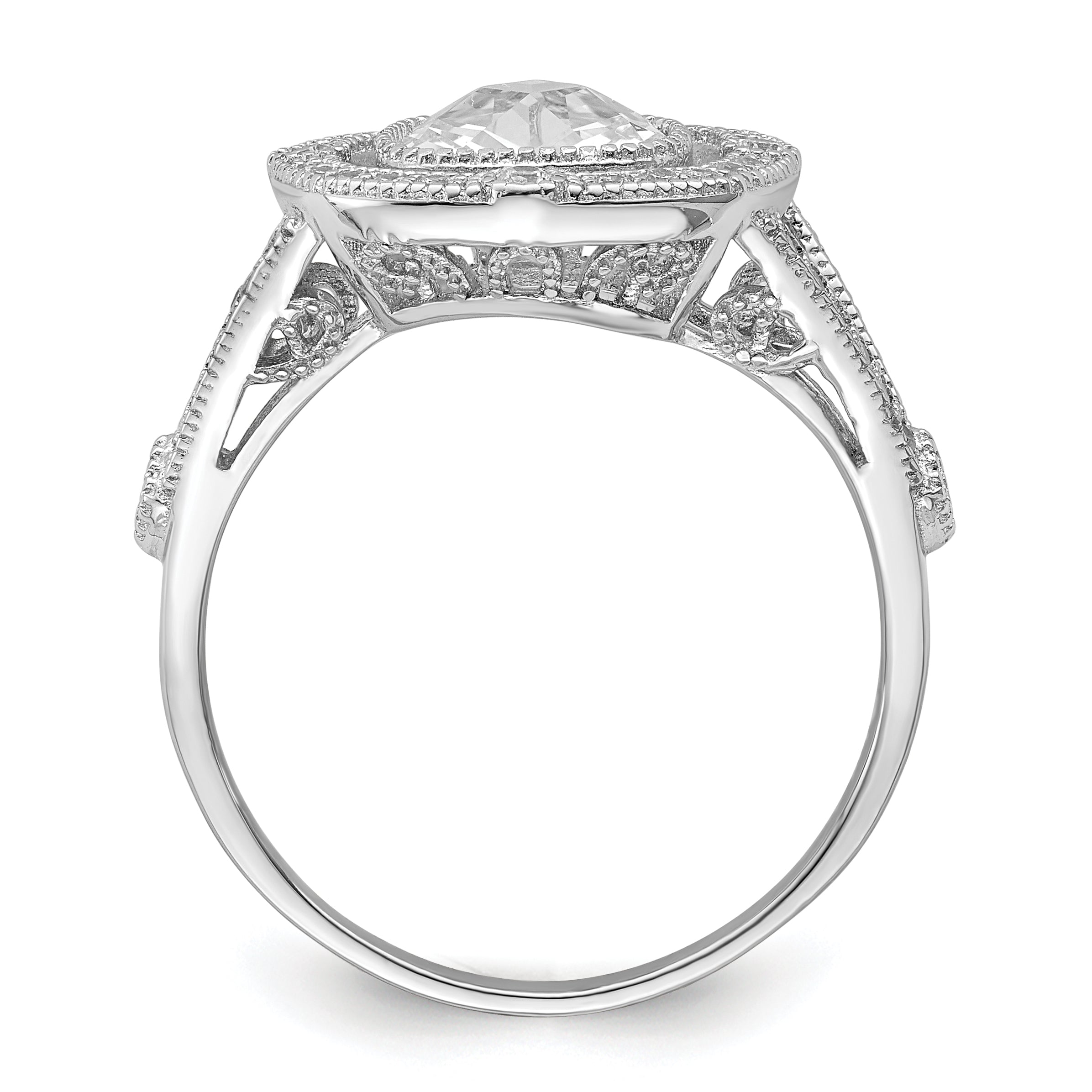 Brilliant Embers Sterling Silver Rhodium-plated 51 Stone Fancy Micro PavÃƒÂ¢Ã‚â‚¬Ã‚Å¡ CZ Ring Secondary image