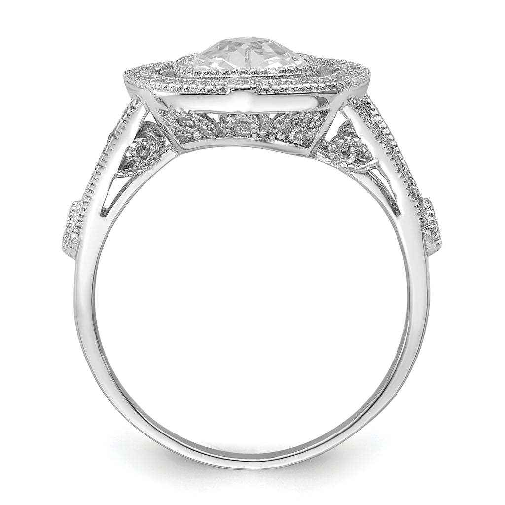 Brilliant Embers Sterling Silver Rhodium-plated 51 Stone Fancy Micro PavÃƒÂ¢Ã‚â‚¬Ã‚Å¡ CZ Ring