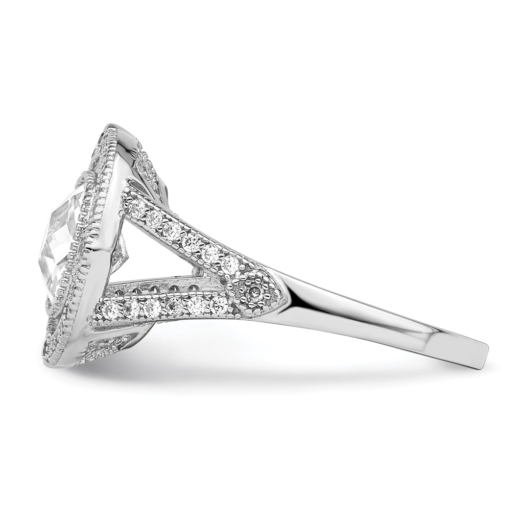 Brilliant Embers Sterling Silver Rhodium-plated 51 Stone Fancy Micro PavÃƒÂ¢Ã‚â‚¬Ã‚Å¡ CZ Ring