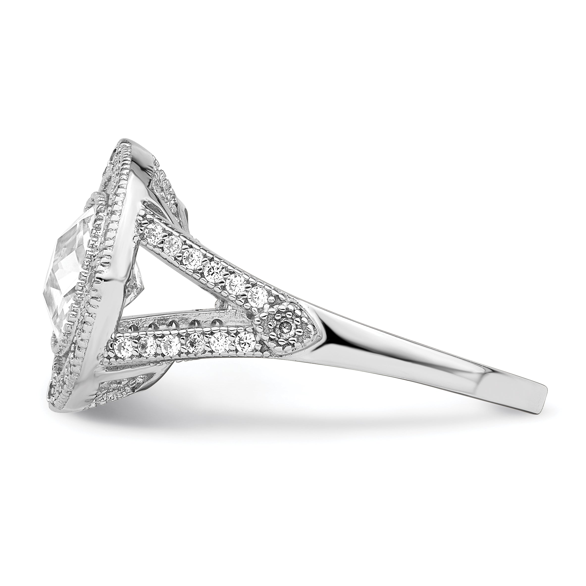Brilliant Embers Sterling Silver Rhodium-plated 51 Stone Fancy Micro PavÃƒÂ¢Ã‚â‚¬Ã‚Å¡ CZ Ring