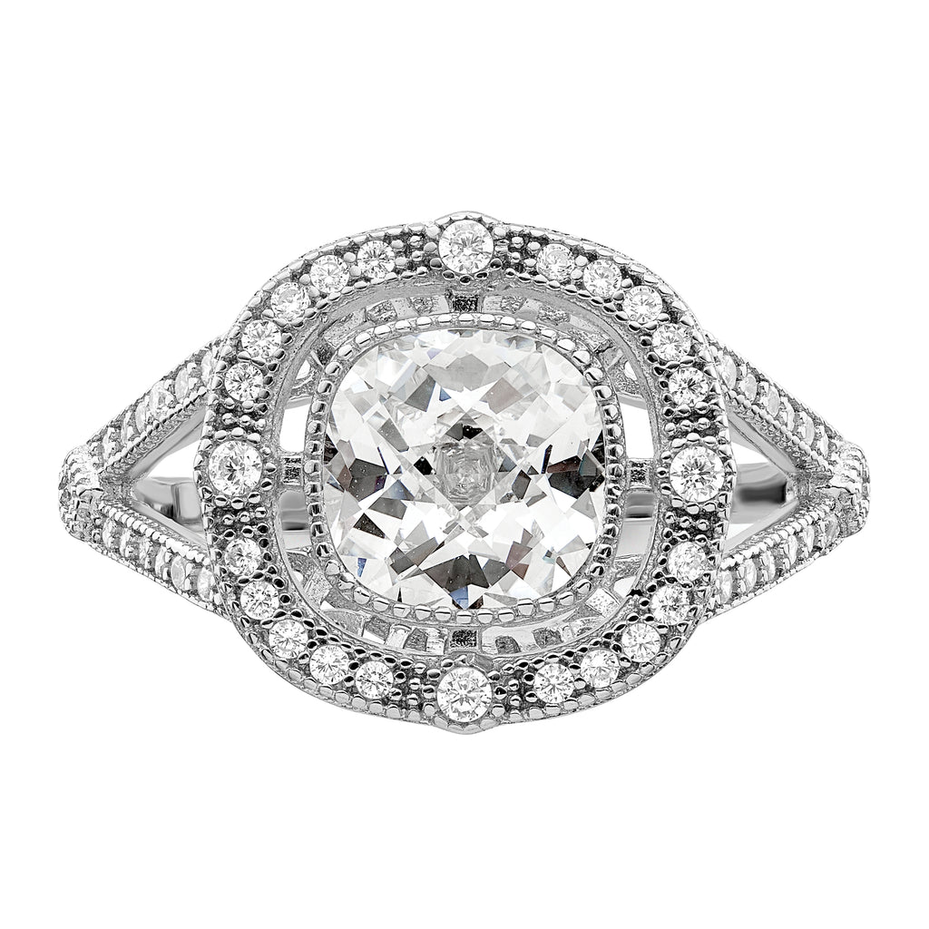 Brilliant Embers Sterling Silver Rhodium-plated 51 Stone Fancy Micro PavÃƒÂ¢Ã‚â‚¬Ã‚Å¡ CZ Ring