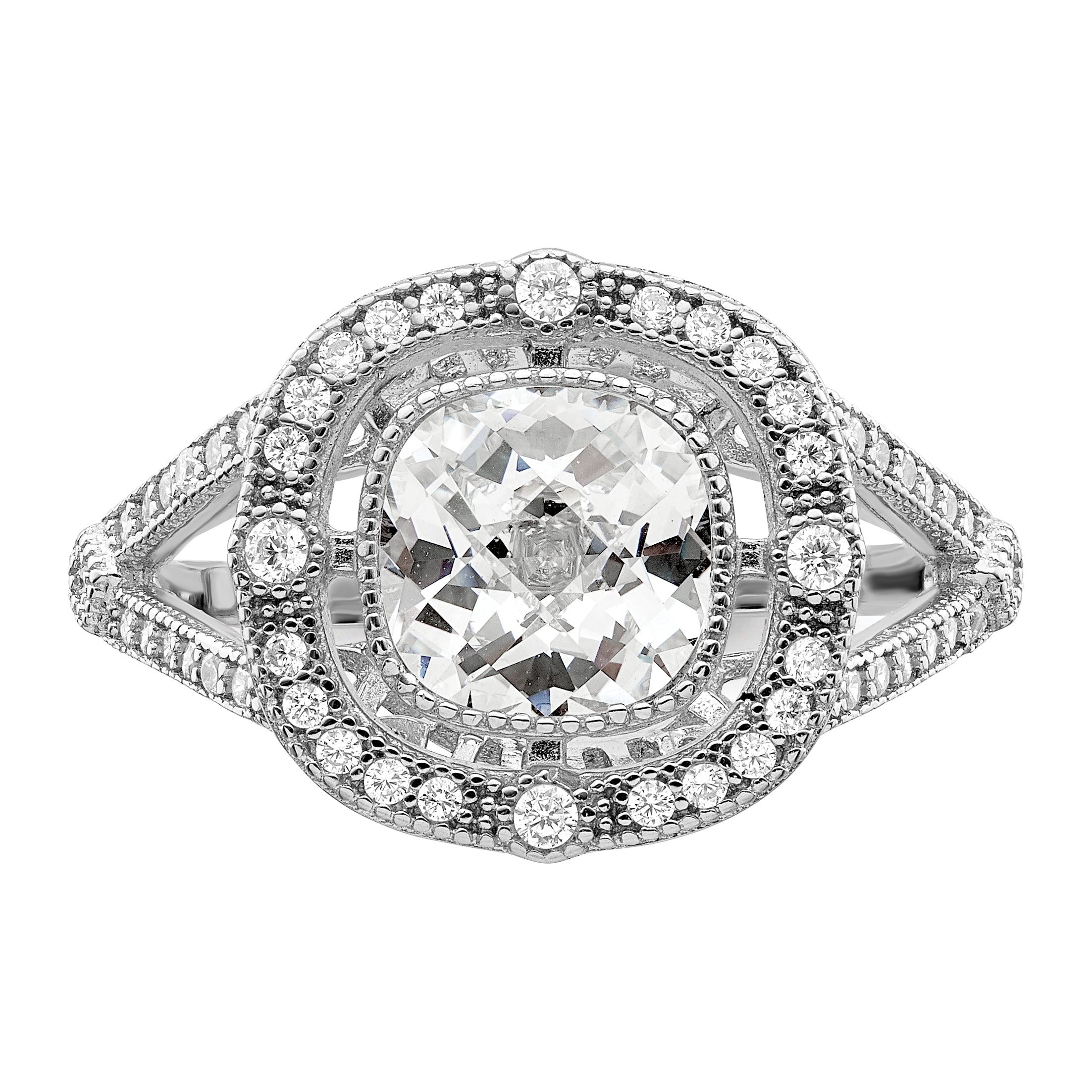 Brilliant Embers Sterling Silver Rhodium-plated 51 Stone Fancy Micro PavÃƒÂ¢Ã‚â‚¬Ã‚Å¡ CZ Ring