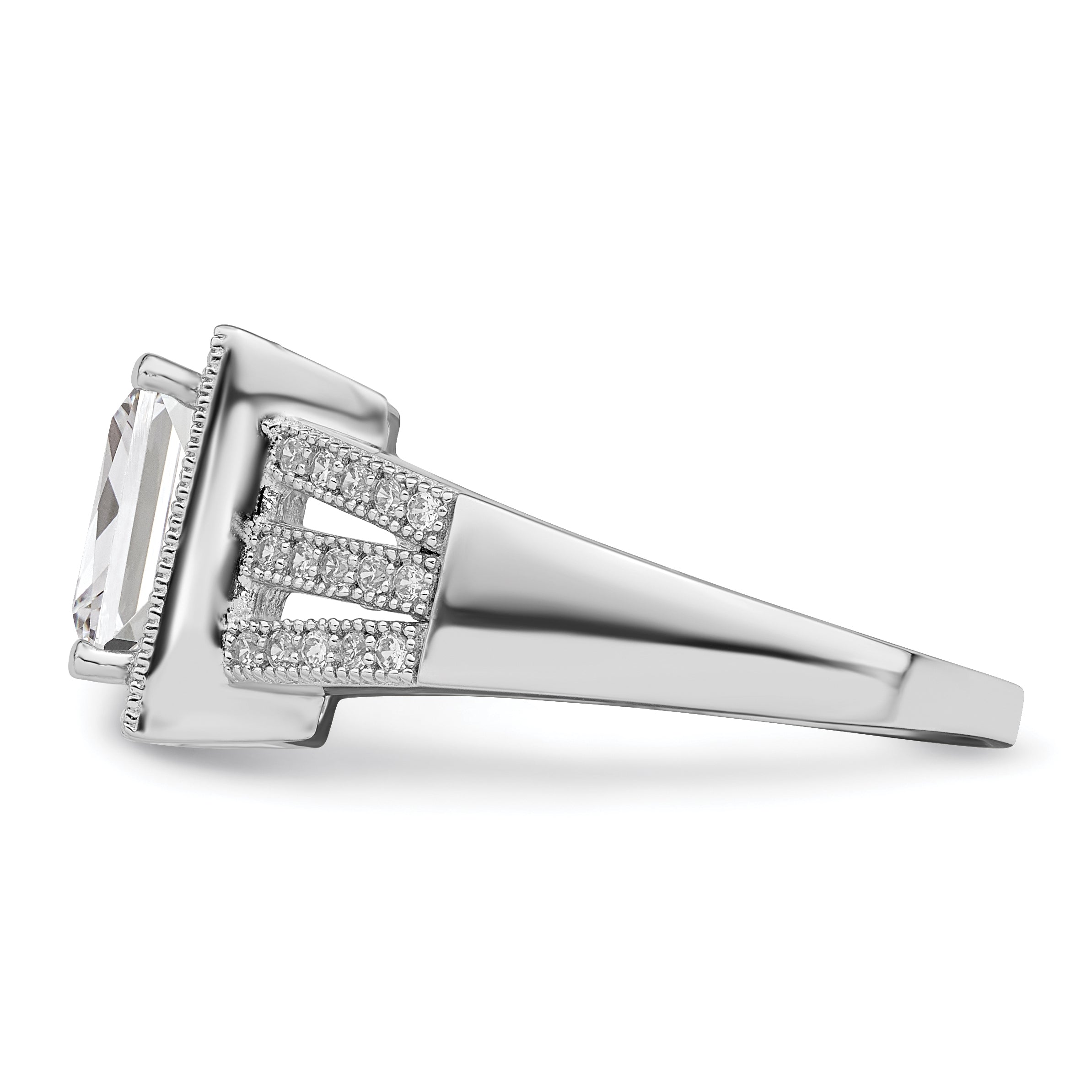 Brilliant Embers Sterling Silver Rhodium-plated 61 Stone Micro PavÃƒÂ¢Ã‚â‚¬Ã‚Å¡ CZ Ring