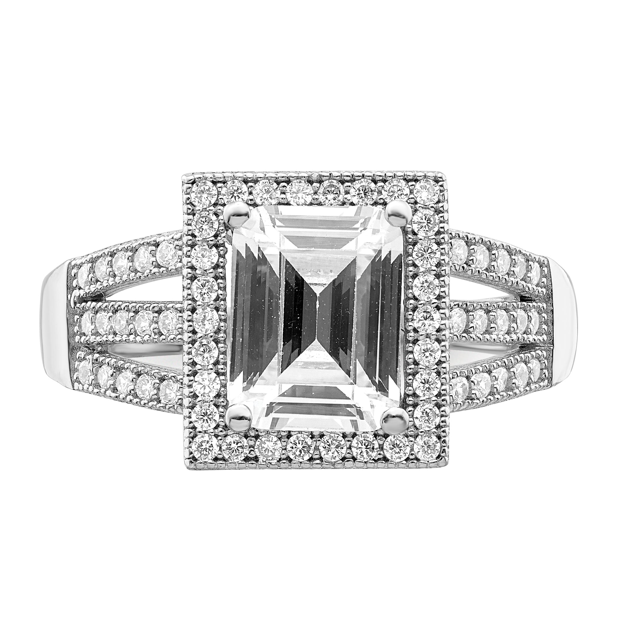 Brilliant Embers Sterling Silver Rhodium-plated 61 Stone Micro PavÃƒÂ¢Ã‚â‚¬Ã‚Å¡ CZ Ring